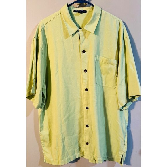 Port Authority Signature Mens XL Green Short Sleeve Button-Up Shirt Pocket - Picture 1 of 2